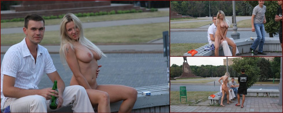 Busty Olga is posing naked in public. Part 3 - 3