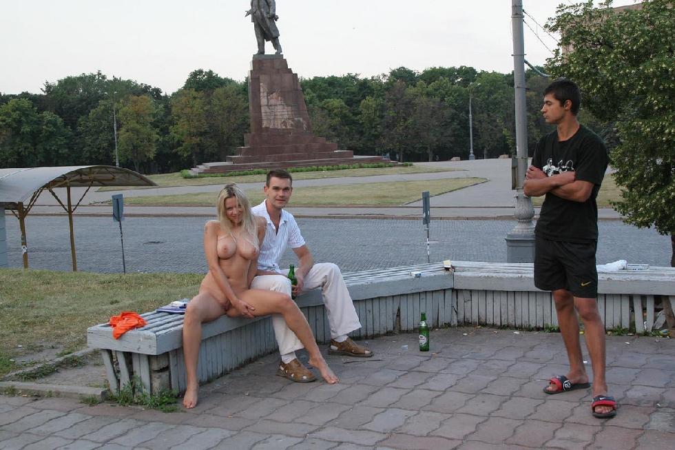 Busty Olga is posing naked in public. Part 3 - 9