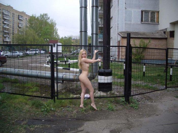 Beautiful naked Olga is posing naked at public. Part 1 - 3