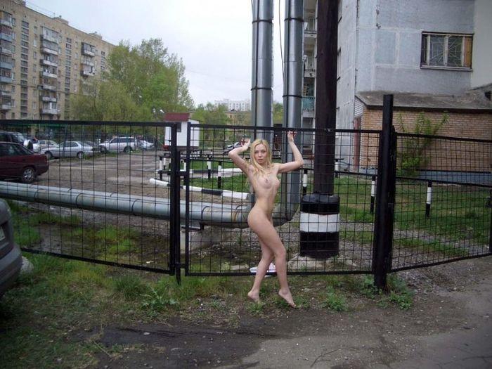 Beautiful naked Olga is posing naked at public. Part 1 - 6