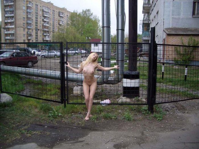 Beautiful naked Olga is posing naked at public. Part 1 - 8