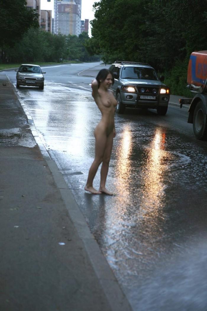 Naked Nadeshda is posing on the street - 6