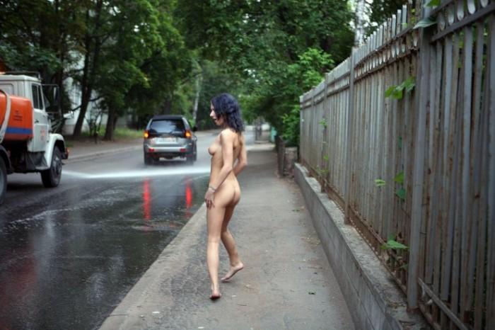 Naked Nadeshda is posing on the street - 8