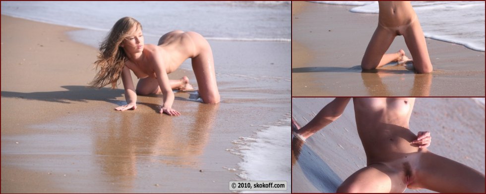 Naked Cezaria is posing on the beach - 4