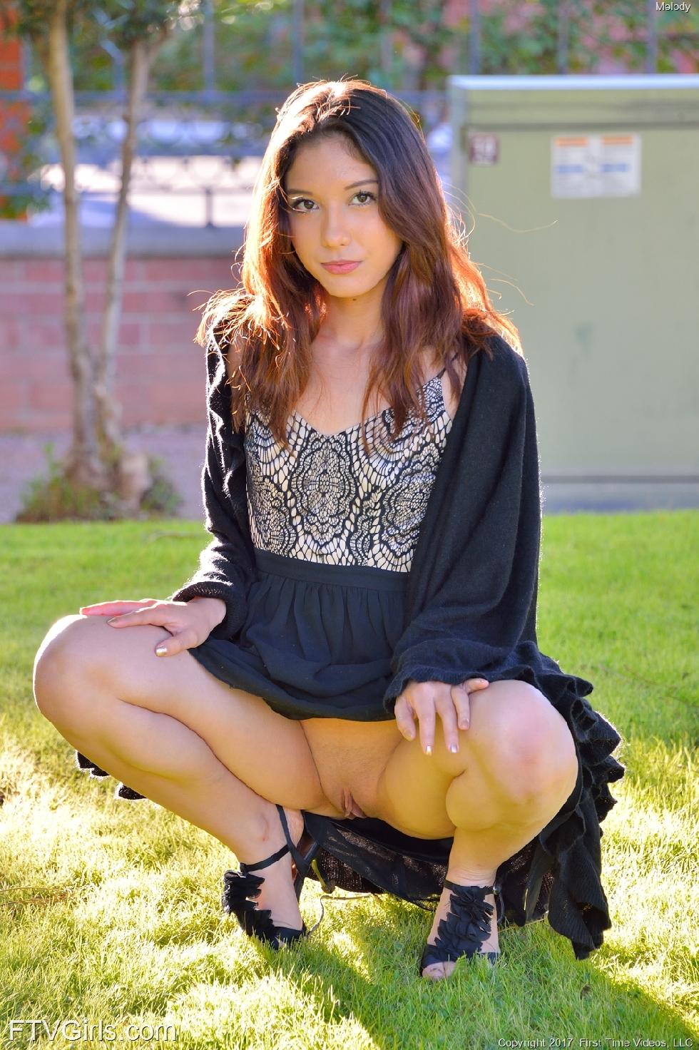 Fantastic girl is posing on the backyard - Melody - 4