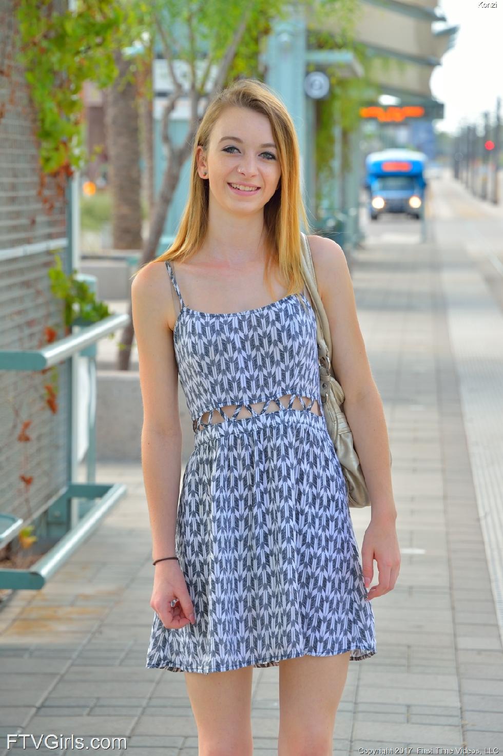 Cute teen shows body in public places - Kenzi - 1