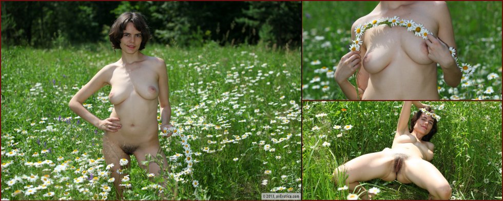 Naked Rimma is posing on the green meadow - 44