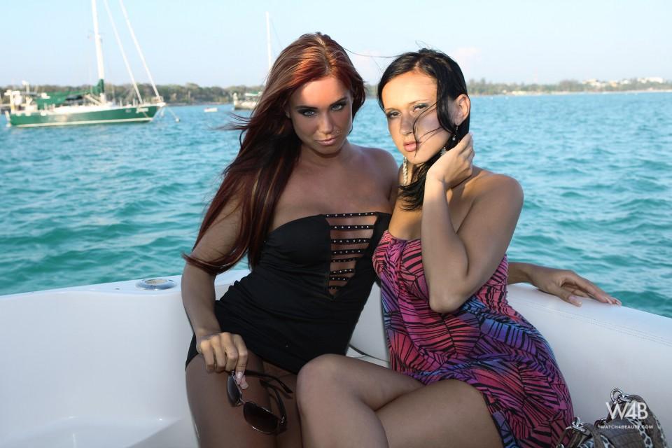 Two amazing chicks on the boat - Ashley Bulgari & Angelica Kitten - 1
