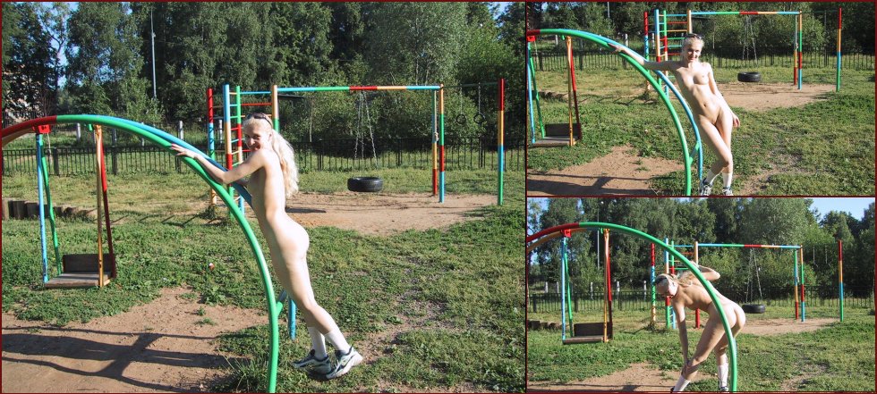 Naked blonde amateur on playground - 11